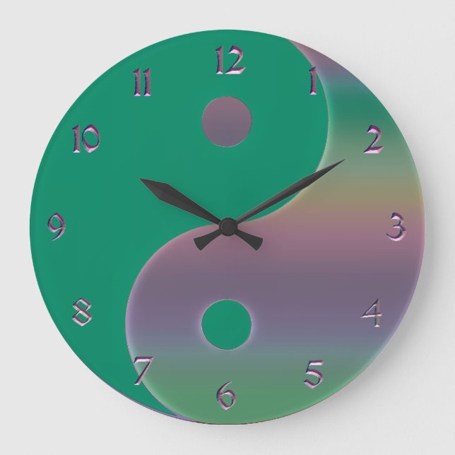 Green and Muted Rainbow Yin Yang Clock (Front)