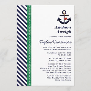 Green and Navy Blue Anchor Bridal Shower Invites