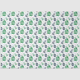 Green and Navy Nautical Series Design 10 Tissue Paper