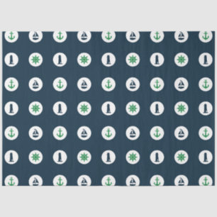 Green and Navy  Nautical Series Design 15 Tissue Paper