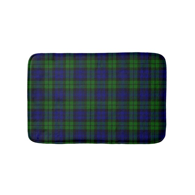 Green and navy Tartan Bath Mat (Front)