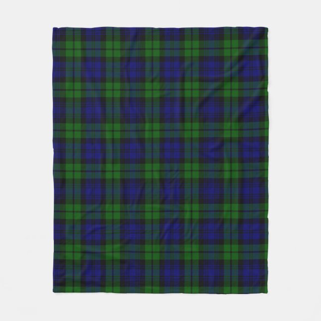 Green and navy Tartan Fleece Blanket (Front)