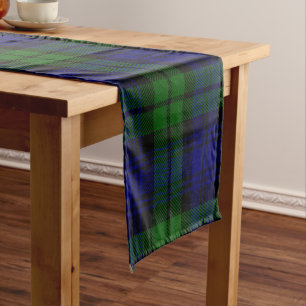 Green and navy Tartan Short Table Runner