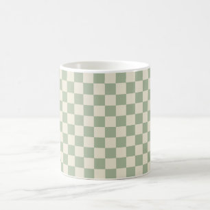 Green and Off White Checkerboard Coffee Mug