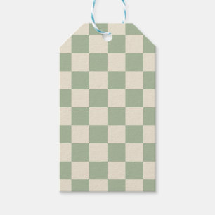 Green and Off White Chequerboard Gift Tags