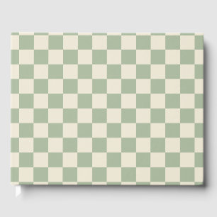 Green and Off White Chequerboard Guest Book