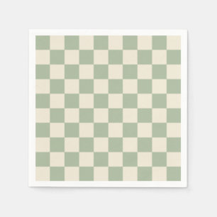 Green and Off White Chequerboard Napkin