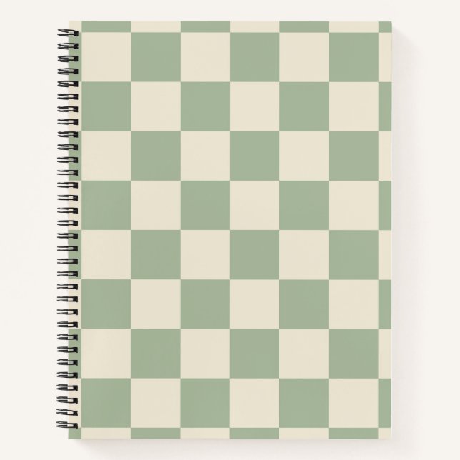 Green and Off White Chequerboard Notebook (Front)