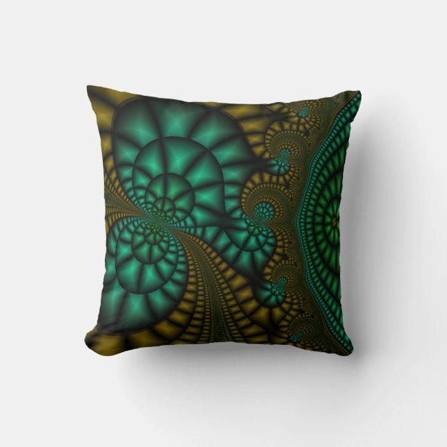 green and olive fractal pillow (Front)