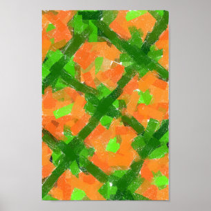 Green and Orange Abstract Modern Art Poster