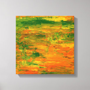Green and orange abstract painting canvas print