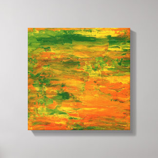 Green and orange abstract painting canvas print