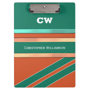 Green and orange add name initials office clipboard