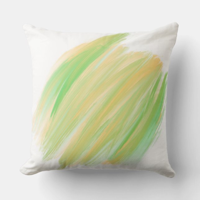 Green and Orange Brush Strokes Cushion (Front)