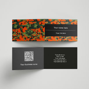 Green and Orange Camo, Camouflage, Military, Army Business Card