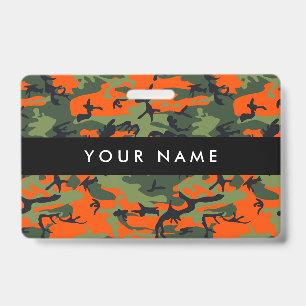 Green and Orange Camo, Camouflage, Military, Army ID Badge