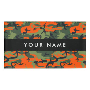 Green and  Orange Camo, Camouflage, Military, Army Name Tag