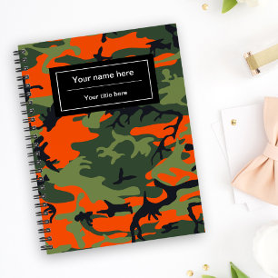 Green and  Orange Camo, Camouflage, Military, Army Notebook