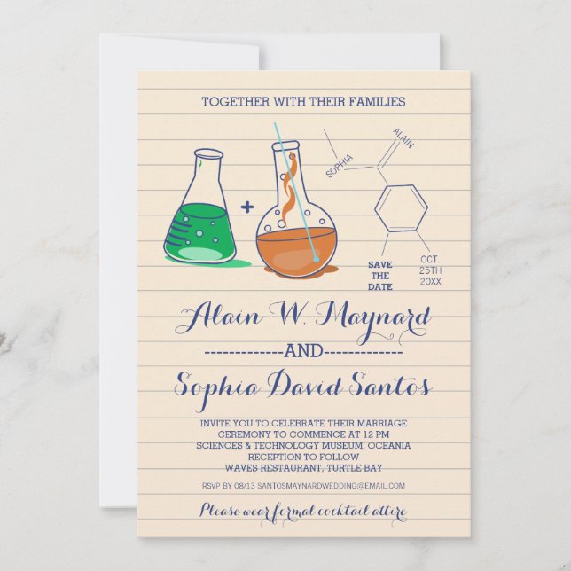 Green and Orange Chemistry Photo Wedding Invites (Front)