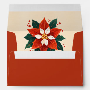 Green and Orange Funky Poinsettia  Envelope