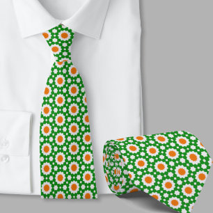 Green and Orange Geometric Pattern Irish Tie