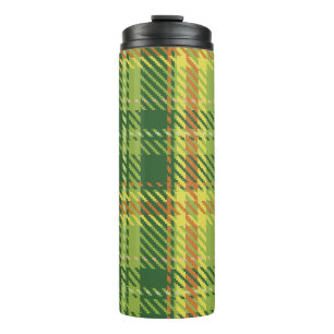 GREEN AND ORANGE IRISH CELTIC PLAID PATTERNS THERMAL TUMBLER