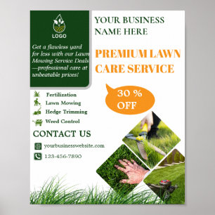 Green and Orange Lawn Care Poster