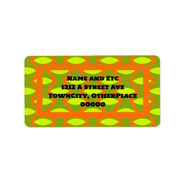 Green and Orange Oval Pattern Label (Front)