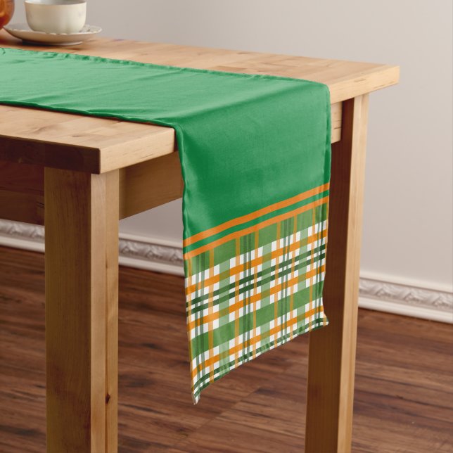 Green And Orange Plaid  Short Table Runner (In Situ)