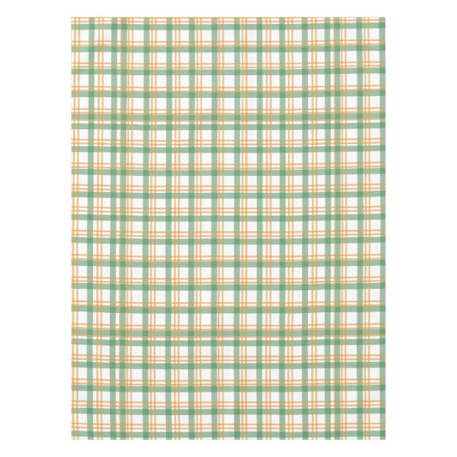 Green And Orange Plaid Tablecloth (Front)