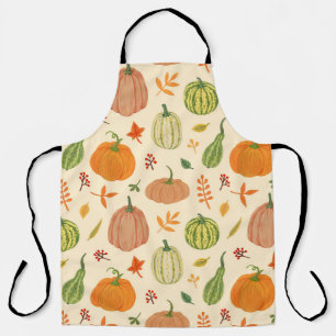 Green and orange pumpkins, seamless pattern. apron