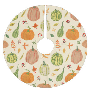 Green and orange pumpkins, seamless pattern. brushed polyester tree skirt