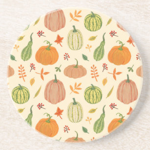 Green and orange pumpkins, seamless pattern. coaster