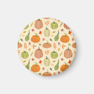 Green and orange pumpkins, seamless pattern. magnet