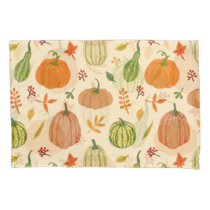 Green and orange pumpkins, seamless pattern. pillowcase