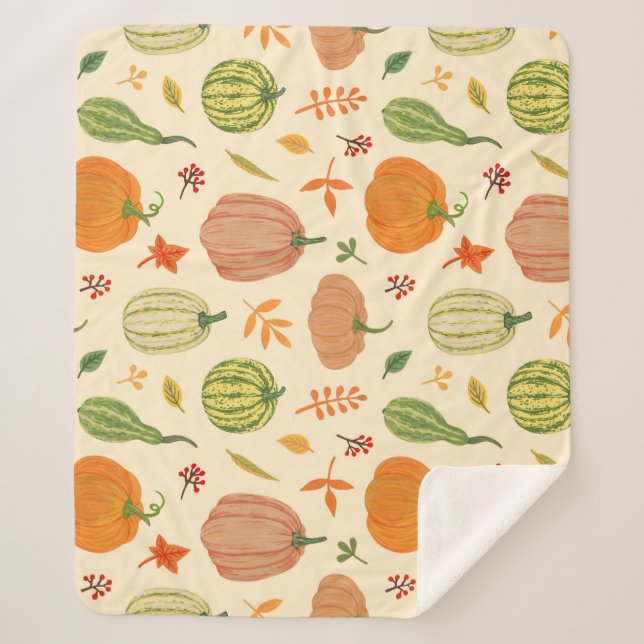 Green and orange pumpkins, seamless pattern. sherpa blanket (Front)