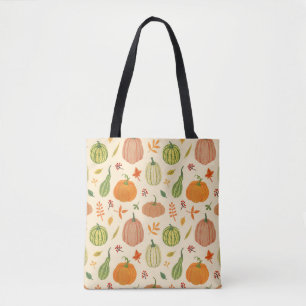 Green and orange pumpkins, seamless pattern. tote bag