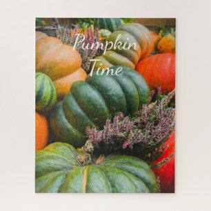 Green and orange pumpkins with flowers jigsaw puzzle