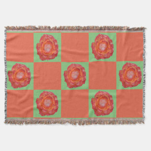 Green and orange roses pattern throw blanket