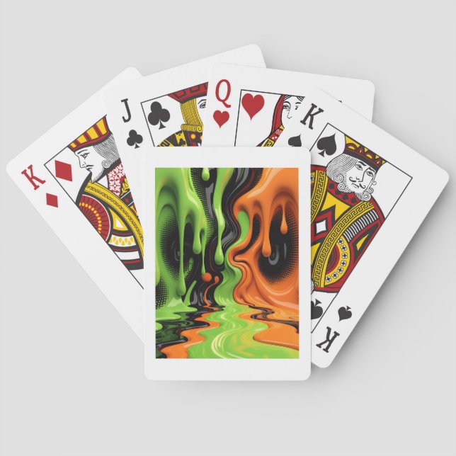Green and Orange Slime Blanket Playing Cards (Back)