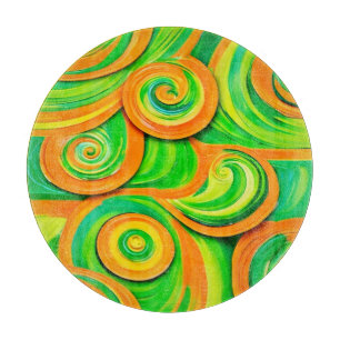 Green and Orange Spiral Cutting Board