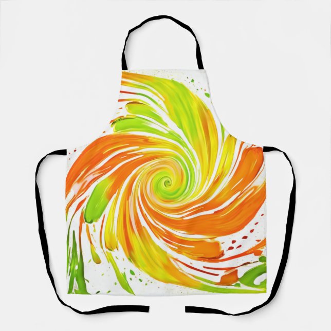 Green and Orange Spiral Design Apron (Front)