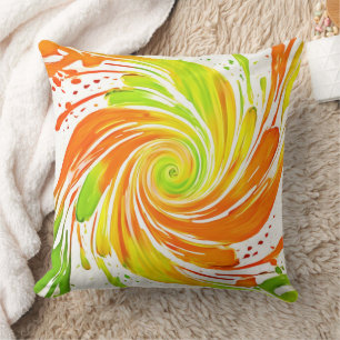 Green and Orange Spiral Design Cushion