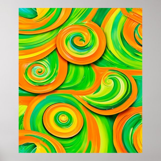 Green and Orange Spiral Poster (Front)
