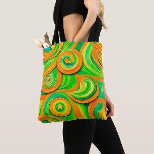 Green and Orange Spiral Tote Bag