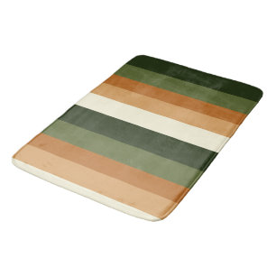 Green and orange Stripes Bath Mat
