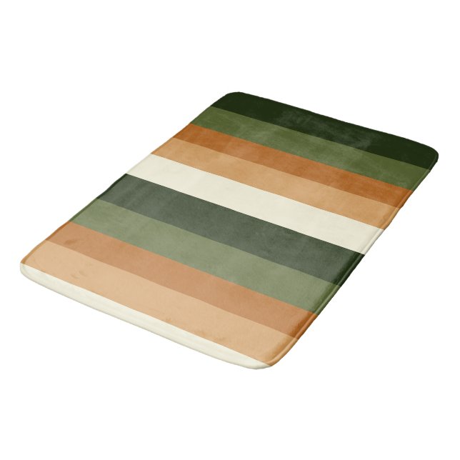 Green and orange Stripes Bath Mat (Angled)