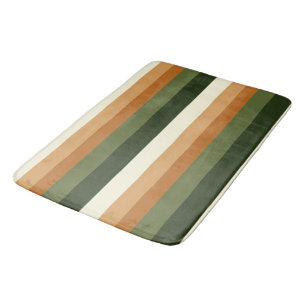 Green and orange Stripes Bath Mat