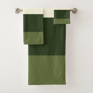 Green and orange Stripes Bath Towel Set