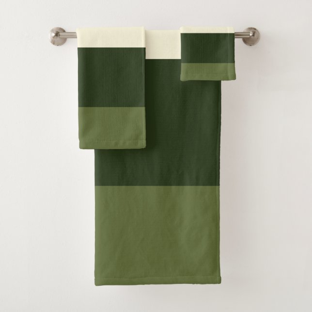 Green and orange Stripes Bath Towel Set (Insitu)